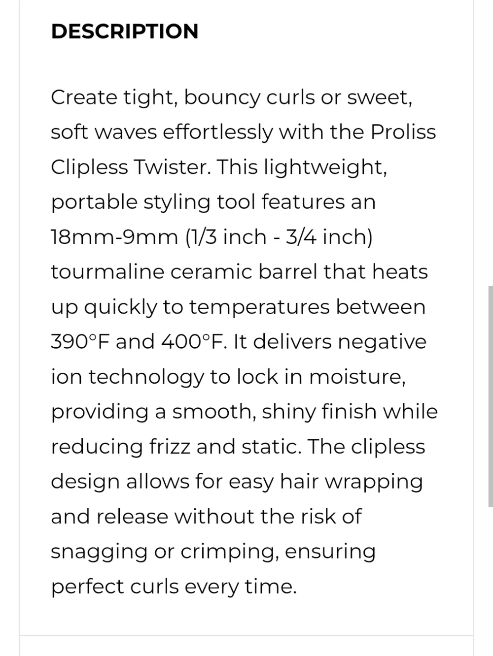 Proliss Tapered Curling Wand